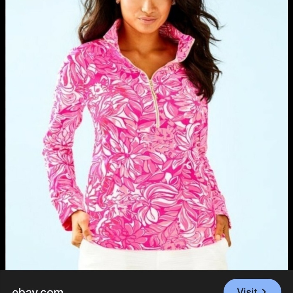 Lilly Pulitzer Skipper Popover Pawsitive Cattitude Bougainvillea Pink Women’s M